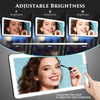 Car Visor Vanity Mirror with Light, Rechargeable Dimmable Touch LED Sun Visor Mirrors, Large Detachable Vanity Makeup Mirror with 3 Color Modes for Truck SUV Car Accessories Essential for Women(Black)