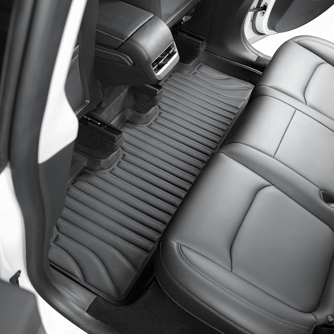 6-Piece Floor Mats & Cargo Liners Compatible with Tesla Model Y 2020-2024 5-Seat, 5D Laser Measured All-Weather Floor Liners with Trunk Frunk Mats & Door Sill Threshold Guards, Black