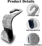 2PCS Car Seat Hooks, Bling Rhinestone Headrest Hooks, Universal Bling Car Interior Accessories, for Handbag, Clothes, Purse, Water Bottle (White)