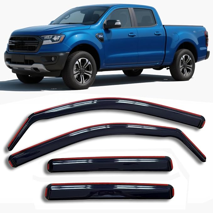 in-Channel Window Visors Rain Guards for Ford Maverick 2022-2026 | Window Deflectors, Vent Visor, Sun Shade, Dark Smoke
