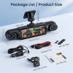 4 Channel 360° Dash Camera Front and Rear Inside Left Right, 3.16 Inch Dash Cam for Cars, Built-in Night Vision, Sensitive Motion Detection 24/7 Recording Parking Mode Monitor Reversing Help