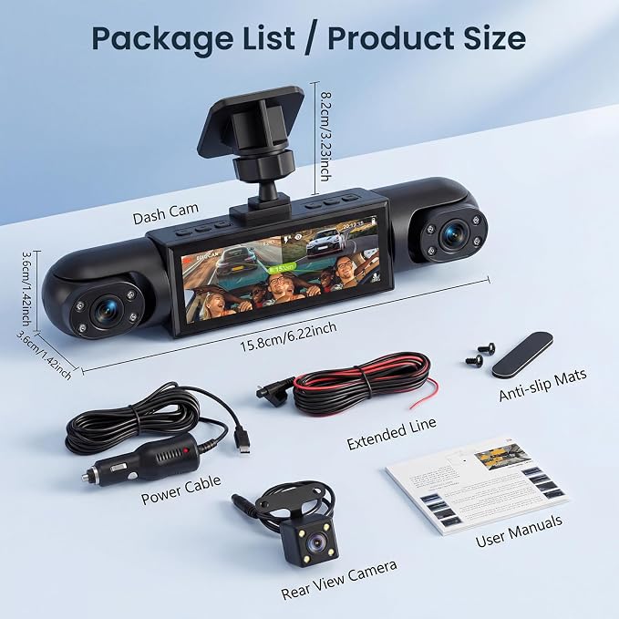 4 Channel 360° Dash Camera Front and Rear Inside Left Right, 3.16 Inch Dash Cam for Cars, Built-in Night Vision, Sensitive Motion Detection 24/7 Recording Parking Mode Monitor Reversing Help