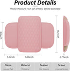 Car Center Console Cover, Upgraded Leather Car Armrest Cushion with 2 Storage Pockets, Universal Waterproof Cushion Pad, Non-Slip Car Interior Accessories, Fits Most Sedans SUVs Trucks (Pink)