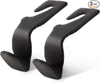 Headrest Hooks for Car, 2 Pack Back Seat Purse Hook Leather Hanger Holder Hook for Hanging Purses and Bags and Coats Black
