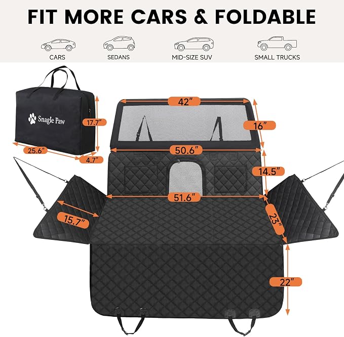 Dog Car Seat Cover & Back Seat Extender,31"Super High Pet Barrier with Anti-Slip Hard Bottom Hammock Holds 440lbs,Water-Resistant Car Seat Protector for SUV,Trucks,Easy-Clean,Patent Pending