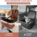 Dog Car Seat for Small/Medium Dogs Up to 35 lbs – Patented Safety System, 5" Memory Foam Pet Booster Car Seat, Fully Detachable and Washable Dog Carseat with 2 Storage Pockets (Black/Brown)