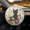 Black Cat Steering Wheel Sun Shade Cover 17 inch Anti-Heat Steering Wheel Cover for Blocking Sun & Heat,Cute Car Steering Wheel Accessories for Women Universal Fit for Most Cars SUV Trucks