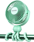 Mini Portable Stroller Fan, Battery Operated Small Clip on, Detachable 3 Speed Rechargeable, 360° Rotate Flexible Tripod Better Cooling for Car Seat Crib Treadmill Travel Green