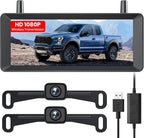 2 Wireless Backup Camera: 7.2" USB-Powered Dual Split-Screen 1080P HD Monitor with DVR Recording, Front and Rear Coverage, Stable Signal, Back Up Camera for Pickup, Trailer, SUV