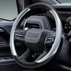 Leather Steering Wheel Cover for Chevy Silverado 1500 2500 3500, 14.5-15 inches Car Steering Wheel Cover with Non-Slip Breathable (Bright Silver)