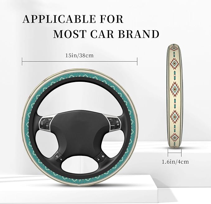 Western Steering Wheel Cover Cute Universal 15 Inch Car Accessories Protector for Women Fit Auto SUV Sedan Vans Trucks