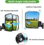 Golf Cart Mirror No Drilling Side Mirrors with Blind Spot Mirrors Universal for Yamaha, Club Car, EZGO, Folding Side Rear View Mirrors Adjustable 180 Degree HD Glass