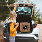 8 Inch Ported Wooden Speaker Enclosure, Black White Single Vented Subwoofer Box Car Audio Truck Speaker Box for DIY Home Vehicle Audio Custom Sound Supplies
