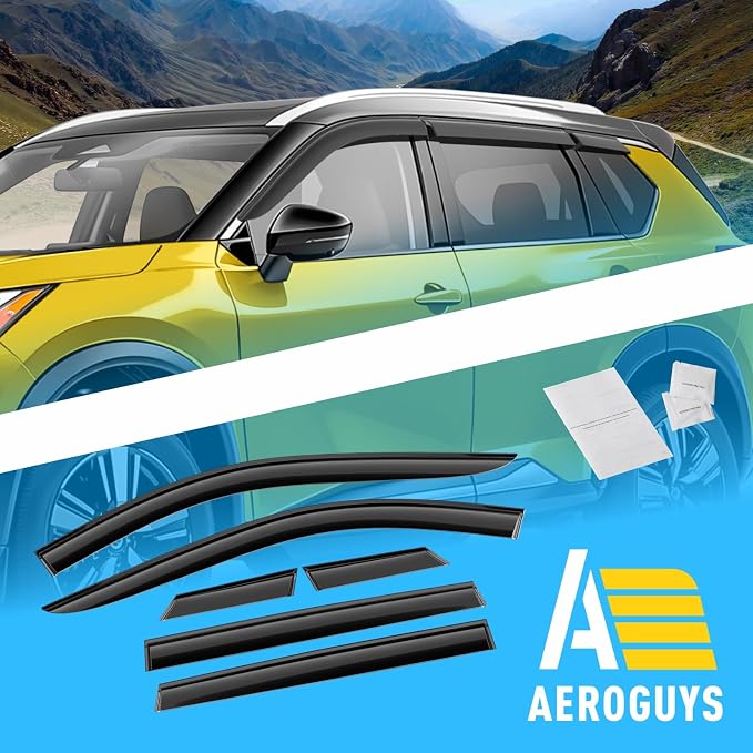 Extra Durable Window Deflectors Tape-On Window Visors Rain Guards Fit for Nissan Rogue 2021-2026, Sun Visors, Wind Vent for Shades, Exterior Car Accessories - 6pcs. AG0528