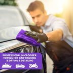 15 Pcs 15 Pcs Car Microfiber Towels Buffing Drying Wash Cleaning Cloths Plush Large Towels Thick Care Polishing Detailing Waxing Scratch Proof Towel, 15.75 x 15.75 Inch (Purple)