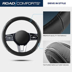 Car Steering Wheel Cover - Microfiber Leather Steering Wheel Wrap Sports 14.5-15 Inch Steering Wheel Cover Non-Slip for Men Women Grey Color
