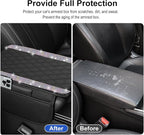 Bling Car Center Console Cover, Leather Car Arm Rest Cover Cushion with 2 Storage Bags, Universal Auto Armrest Protector Storage Box, Bling Accessories Interior for Most Vehicles (Multicolor)
