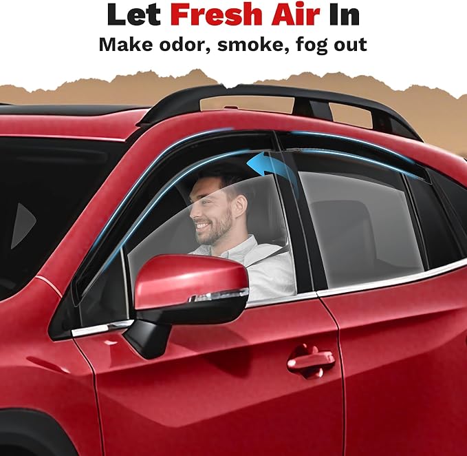 Window Visors Rain Guards for 2018-2023 Subaru Crosstrek/2017-2023 Subaru Impreza Hatchback Accessories, Outside-Mount Tape-On Side Window Wind Deflectors Vent Visors Shades Rainproof Black