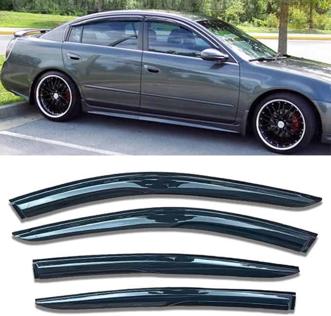 Tape On Window Visors Rain Guards Deflectors for 2019-2025 Nissan Altima,4PCS Smoke Tinted Vent Visors Compatible with Altima 19-25,UV Protection & Reduced Road Noise,Sun Visor for Car