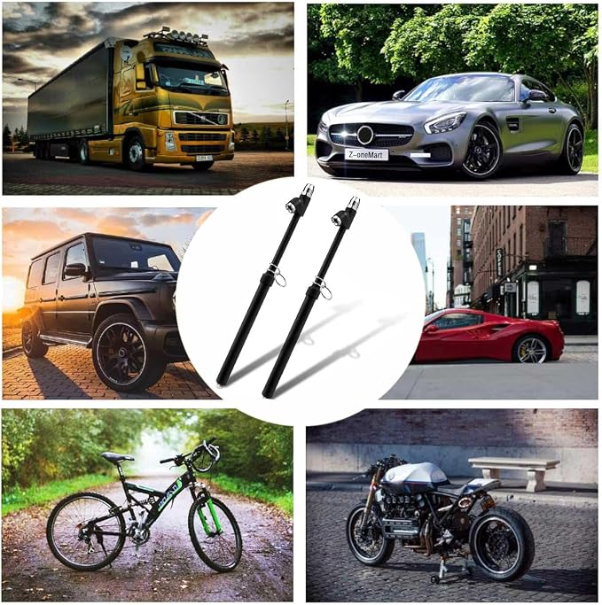 Tire Pressure Gauge Heavy Duty Dual Head Truck Tire Gauge | Solid Brass Body Black Painting, Aluminum Slide, with Hook, Range 10-150psi for Bike Car SUV Vehicle Tester 2PCS