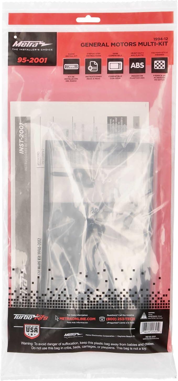 Metra Electronics 95-2001 Double DIN Installation Dash Kit for Select 1994-2012 GM Vehicles (Packaging May Vary)