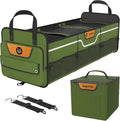 Car Trunk Organizer for SUV, Heavy Duty Waterproof Trunk Organizer, Foldable Collapsible Car Organizer with Cooler, Multi-Compartment Large Trunk Organizer (95L), Green-M003