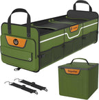 Car Trunk Organizer for SUV, Heavy Duty Waterproof Trunk Organizer, Foldable Collapsible Car Organizer with Cooler, Multi-Compartment Large Trunk Organizer (95L), Green-M003