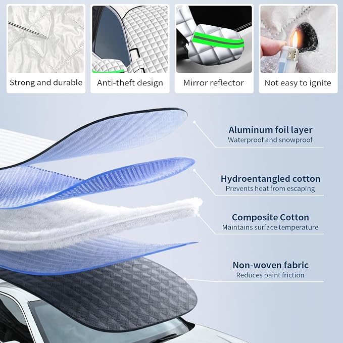 Winter Windshield Covers for Ice and Snow&Winter Car Essentials, Car Anti-Snow Cover, Snow Windshield Cover Automotive Exterior Accessories，Free Car Snow Shovel, Towel, and Gloves.