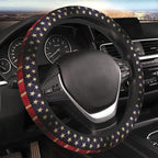 Car Steering Wheel Cover with Anti-Slip Lining, Universal 15 inch Wheel Cover, Fashion Car Interior Accessories for Women Men - Vintage American Flag
