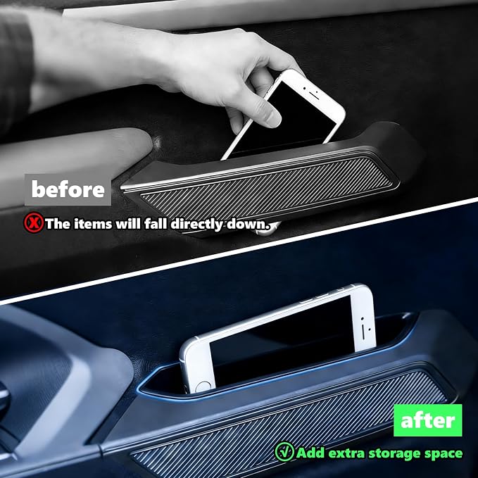 4PCS Door Pockets for Ford Bronco 4-Door 2021-2026, ABS Handle Storage Box | with Anti-Slip Mat, Black, Not for Sport or 2-Door, Tool-Free Install, Fits Ford Bronco 4-Door 2021 2022 2023 2024 2025 2026