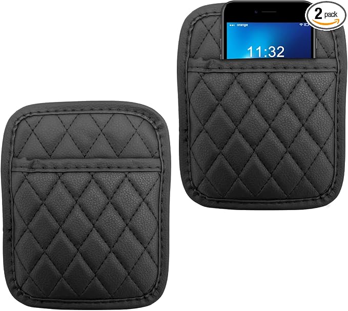 2PCS Car Side Pocket Organizer, Leather Auto Seat Storage Bag for Cell Phone Sunglasses, Waterproof Document Holder Tray Pouch for Vehicle Seat Gap Filler, Car Accessories (Small)