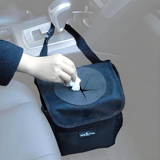 Car Trash Can with Odor-Trapping Lid & 100% Leakproof Liner, Multipurpose Hanging Organizer for SUV & Truck, Keep Vehicles Clean on Family Road Trips