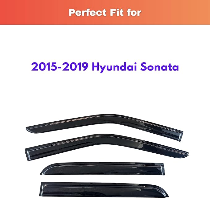 KPY Rain Guards Fit for 2015-2019 Hyundai Sonata, Out-Channel Window Visors Vent Wind Deflectors 4PC, Car Accessories for 15-19 Sonata