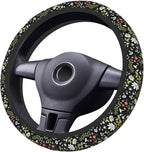 Garden Plants Floral Elastic Steering Wheel Cover, Non-Slip Breathable Neoprene Steering Wheel Covers, Women Car Accessories, Universal 15 Inch Fit Auto, Suvs, Truck