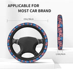 Blue American Flag Patriotism Steering Wheel Cover Car Accessories Cute for Women Girls Girly Universal 15 Inch Neoprene Auto Interior Decor Anti Slip Car Truck Protector