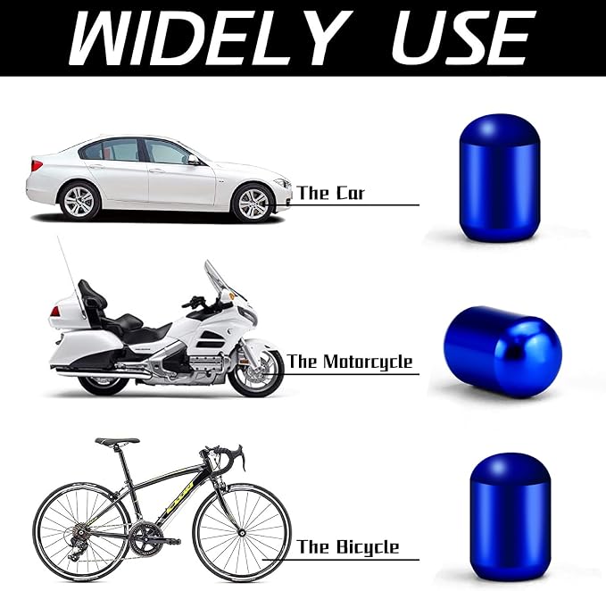 4PCS Car Tire Valve Stem Caps, Air Caps Cover, Universal for Cars, SUVs, Bike, Trucks and Motorcycles, Car Wheel & Tire Exterior Accessories-Deep Blue