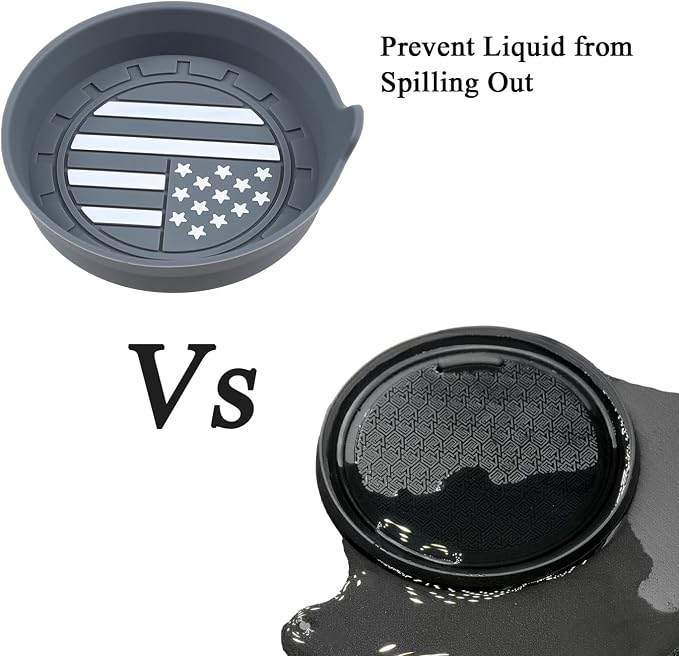 Car Cup Coaster Universal Non-Slip Silicone Cup Holder Insert Car Interior Accessories for Drink American Flag US Flag 4 Pack Grey