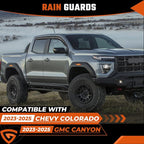 Rain Guards Fit for Chevy/Chevrolet Colorado/GMC Canyon Crew Cab 2023 2024 2025 2026, Durable Tape-On Side Window Wind Deflectors Visors 2023-2026 Colorado Crew Cab Rain Guard Black 4 PCS