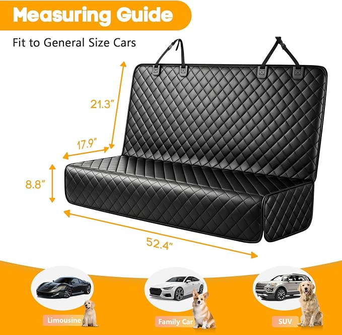 Waterproof Scratchproof Pet Bench Seat Covers for Cars, SUVs, Nonslip Durable Back Seat Cover for Dogs, Washable Backseat Protection
