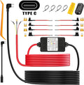 Dash Cam Hardwire Kit, Acc Hardwire Kit for Dash Camera Type C 3-Lead Hard Wire Kit 12V-24V to 5V USB-C Hard Wire Kit w/Low Voltage Protection 13ft Charger Power Cord for GPS Radar Detectors and More