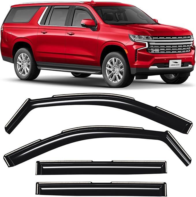 Voron Glass in-Channel Extra Durable Rain Guards for Chevrolet (Chevy) Suburban 2021-2026, Window Deflectors, Vent Window Visors, 4 Pieces - 200482