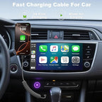 Coiled Carplay Car Charger Fast Charging, [2-Pack, 3ft] Retractable Braid USB A to USB C Cable for iPhone 17/17 Air/16/15/Plus/Pro Max/MacBook Pro/Samsung Galaxy S10/Android Devices, USB C Cord, Grey