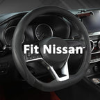 Flat Bottom Car Steering Wheel Cover for Nissan,D Shaped Steering Wheel Cover for Rogue,Altima,Kicks (Black-Standard Size)
