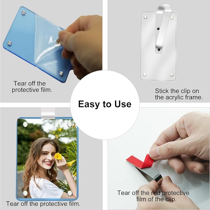 2Pcs Car Picture Holder Visor Photo Clip Acrylic Magnetic Personalized Car Accessories Vertical Horizontal Display for Adding Family or Personal Photos