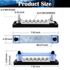 250 Amp Power Distribution Block 12V Marine Positive and Negative Buss Bar 48v Battery Terminal Block Dc Ground Bus Bar for Boat Automotive Busbar Kit - 2 x M8 Post, 12 x M5 Screws