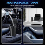 Car Trash Can Cup Holder with Lid, Cup Holder Trash Can for Car, Mini Vehicle Garbage Bin for Cup Holders and Door Pockets, 30 Bags, Black