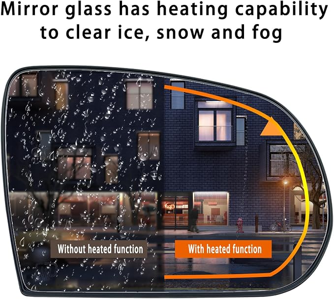 Blind Spot Passenger Side Mirror Replacement for Jeep Cherokee 2014-2019 Jeep Compass 2017-2021, Right Exterior Side Rearview Mirrors Glass, with Backing Plate, Power Heated,Blind Spot Detection