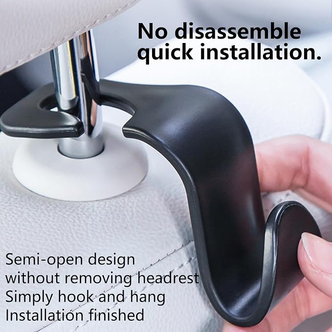 4 PCS Car Seat Headrest Hook Seat Headrest Hanger Organizer Storage Universal for Bags Clothes Car Interior Accessories Headrest Purse Hook Car