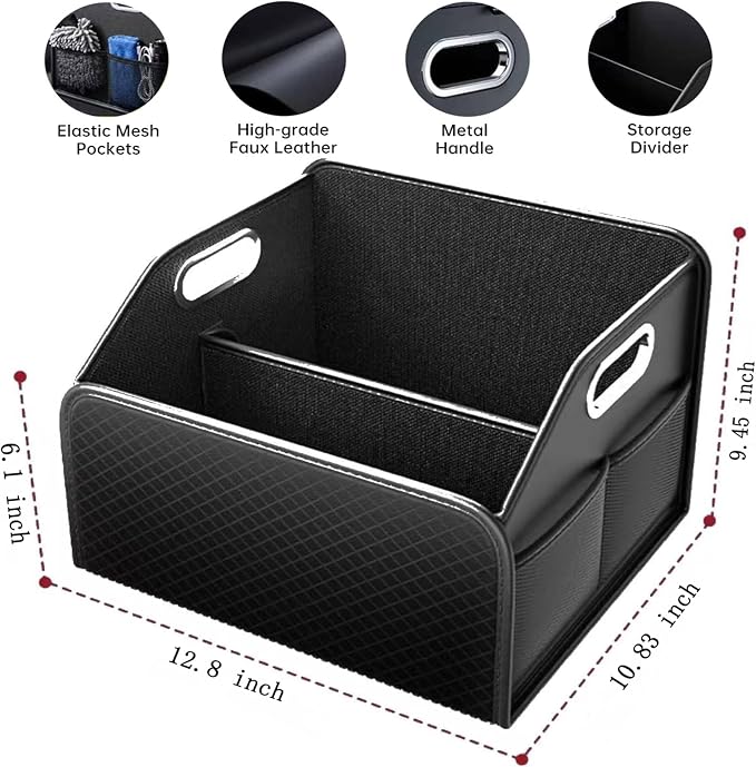 Car Trunk Organizer and Car Storage,Collapsible Multi-Compartment Car Organizers, Waterproof Foldable Luggage Bag with 4 Pockets，Suitable for Any Car