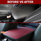 Car Armrest Storage Box Mat, Fiber Leather Car Center Console Cover, Car Armrest Seat Box Cover Accessories Interior Protection for Most Vehicle, SUV, Truck, Car (Wine Red)